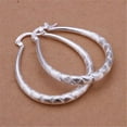 thumbnail image 2 of 925 Sterling Silver Smooth Circle Big Oval Hoop Earrings For Women Fashion Party Jewelry Wedding Accessory, 2 of 5