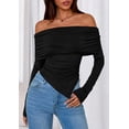 thumbnail image 4 of Remera PRETTYGARDEN Mujer Escote Hombros Descubiertos Ajustada Manga Larga Negra Talle S, 4 of 8