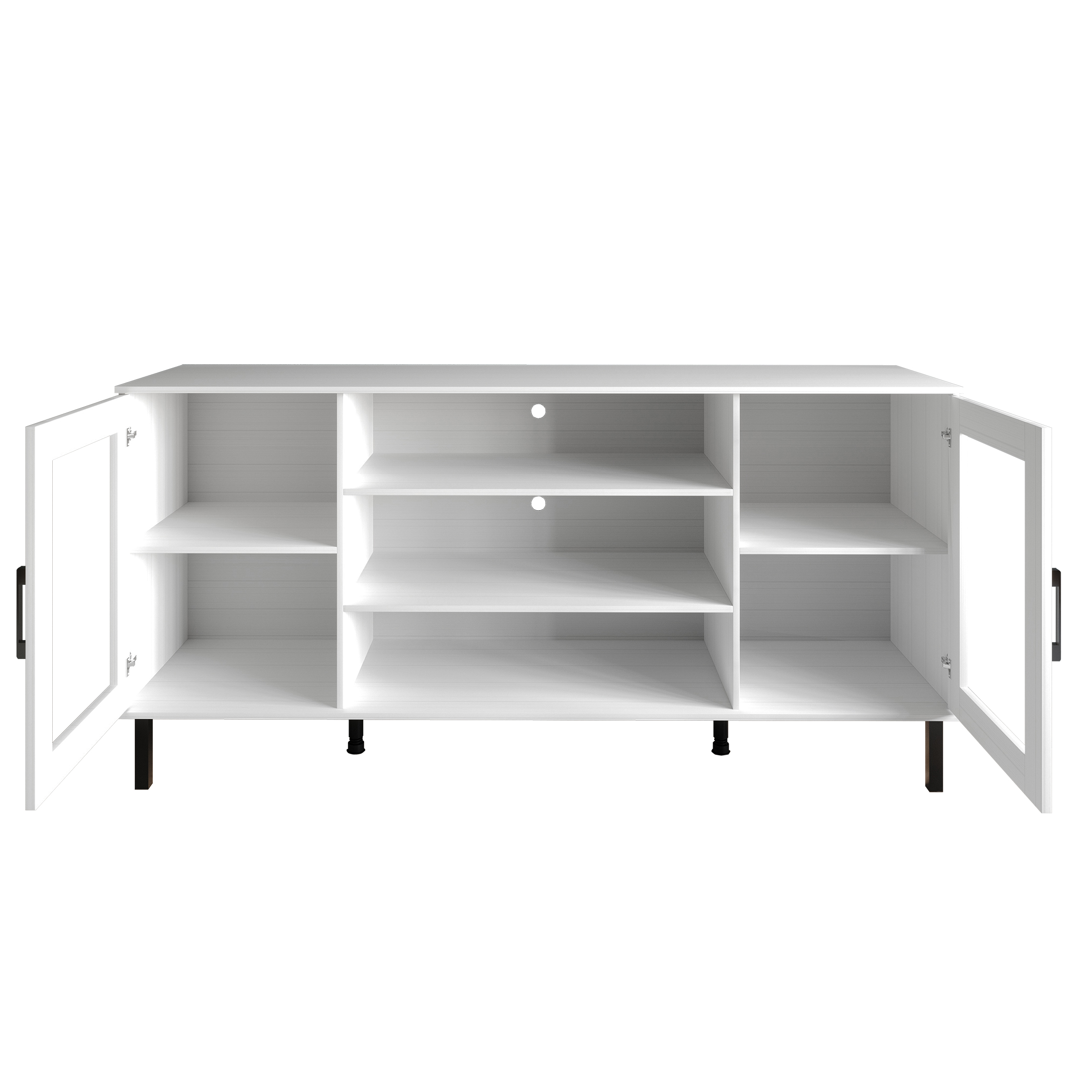 Castle Place Modern Farmhouse TV Stand Console for TVs up to 65", White