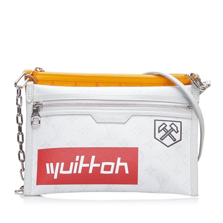 Authenticated Louis Vuitton Crossbody Bag Monogram Canvas Gray Women