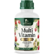 Liquid Multivitamin - Sugar Free Daily Multi Vitamin for Women, Men & Kids, Vitamins A, C, D, B-12, Biotin & Zinc - Supports Faster Hair Growth & Skin Wrinkles, Vegan, Non-GMO, Berry Flavor, 15 Fl Oz