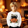 thumbnail image 2 of ZHOGXU Toddler Boys Girls Halloween Pullover Pumpkin Black Cat Print Crewneck Sweatshirts Kids Outerwear Tops School Wear,White,3-4 Years, 2 of 5