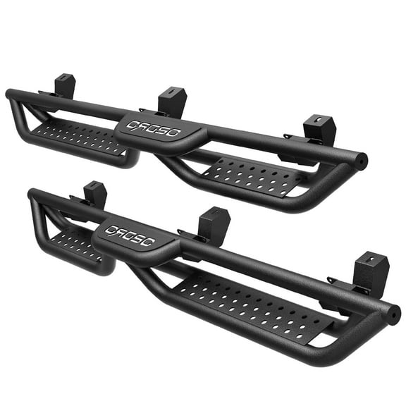 RVNI 6 in Running Boards for 2018-2023 2024 2025 Jeep Wrangler JL 4 Door All-Steel Build Side Steps with Leaf Shaped Black Powder Coated