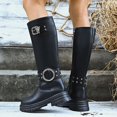 thumbnail image 7 of YTCAMLO Knee High Motorcycle Boots for Women Vintage Y2K Tall Long Boots with Buckle Straps Low Chunky Block Heel Biker Boots, 7 of 7