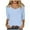 Light Blue, variant on Women's Casual Solid Color Print Neck Low Cut 3/4 Sleeve T Shirt Top