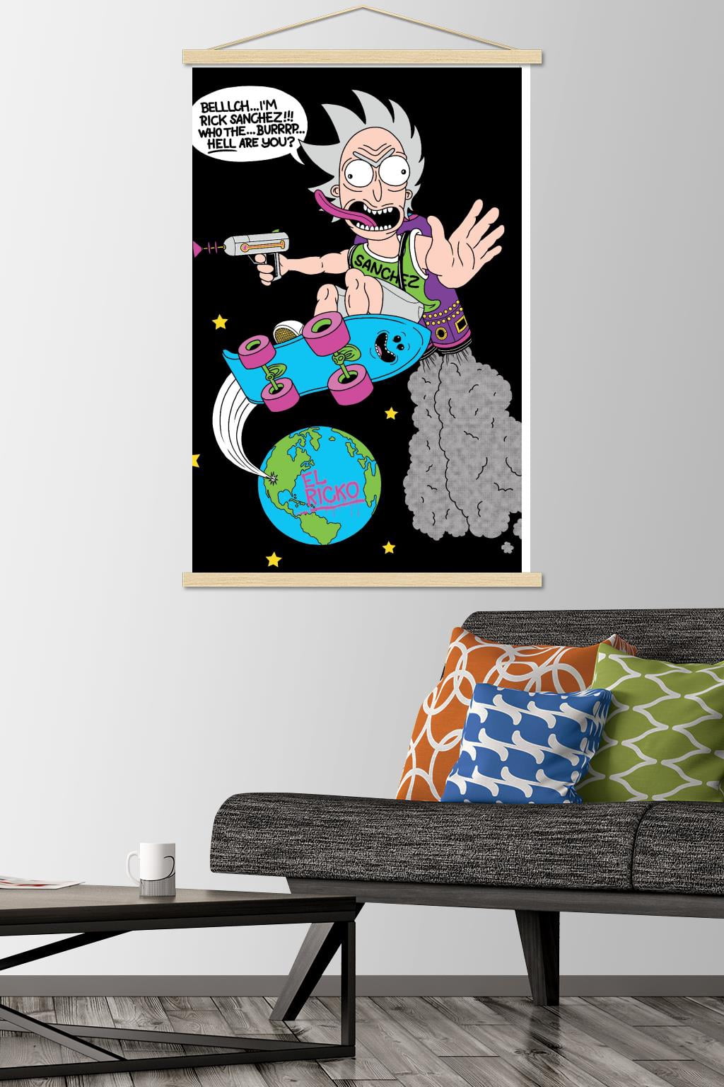 Rick And Morty - Greetings Wall Poster with Wooden Magnetic Frame, 22.375" x 34"