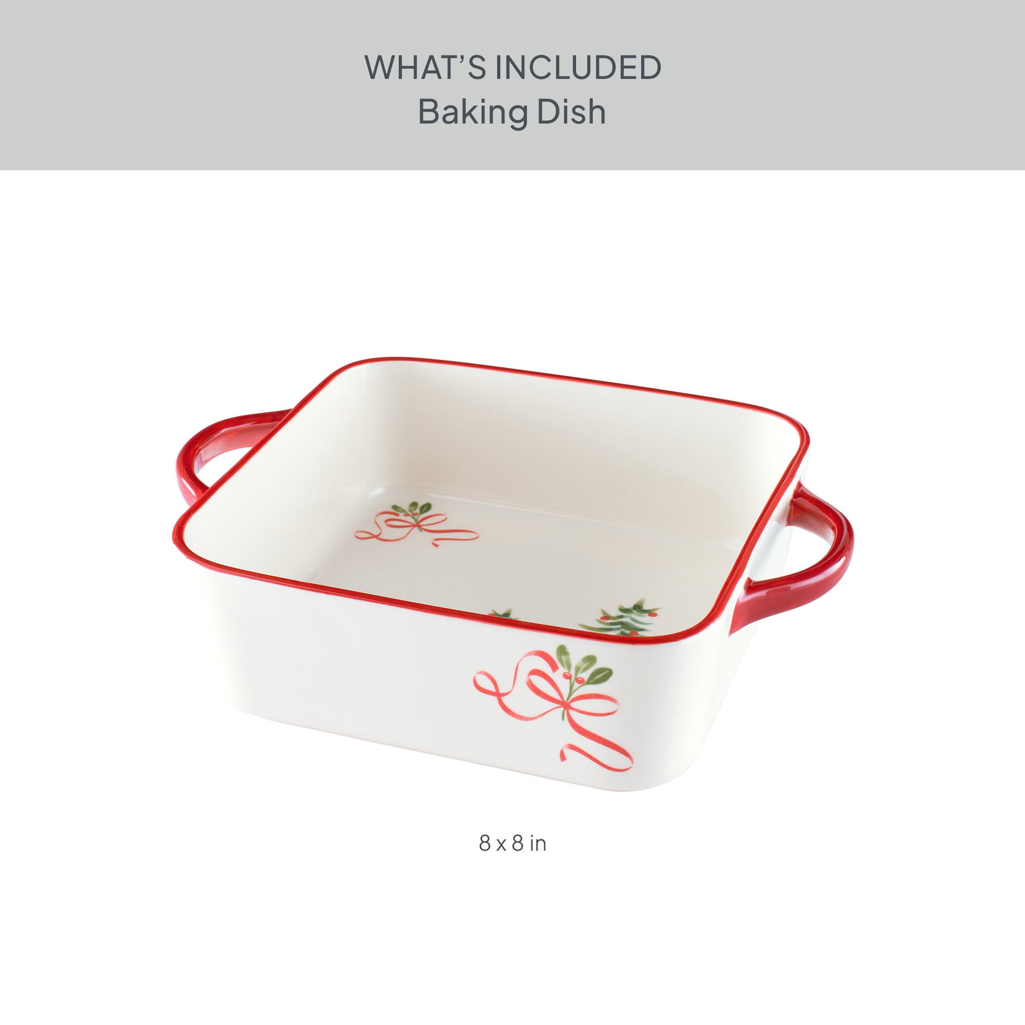 Better Homes & Gardens Holiday Pattern 8" x 8" Square Stoneware Baking Dish