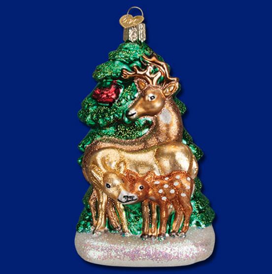 old world christmas ornaments: deer family glass blown ornaments for christmas tree - Walmart 