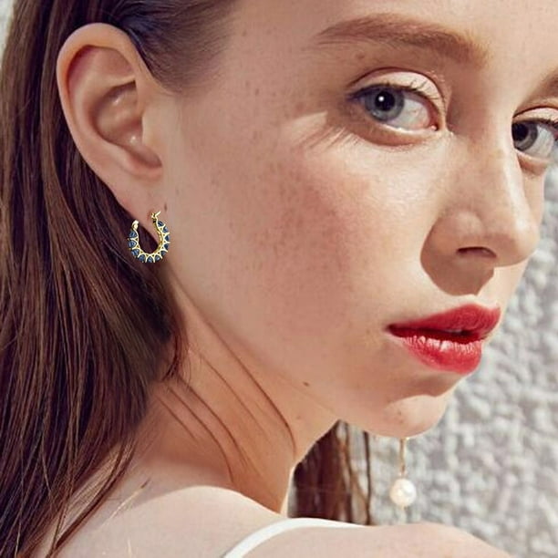 WILLBEST Aretes Mujer Plata Pendientes De Botón De Oro Lleno De Circonitas Para Mujer Pendientes De Botón De Plata Pendientes De Aro Para Mujer Joyería Cumpleaños Para Mujer Cumpleaños Para Mujer