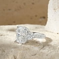 thumbnail image 3 of Bow Jewel White Gold Over 14K Silver Diamond Rings - Excellent 2.2 Ct Cushion Cut Lab Created Simulated Diamond Ring - Cushion Solitaire with Heart Accent Rings for Women's - 3 Stone Diamond Rings, 3 of 9