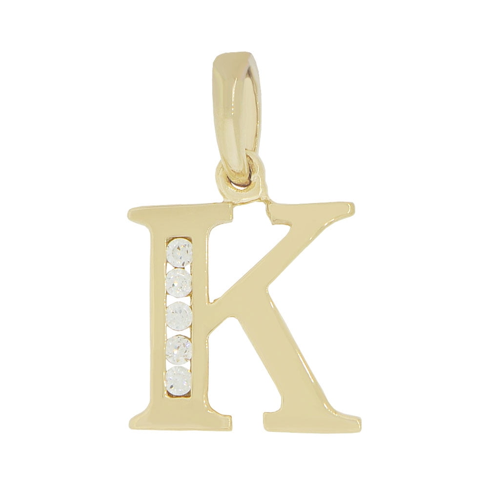 GiveMeGold - 14k Yellow Gold, Small Initial Capital Letter K Pendant ...