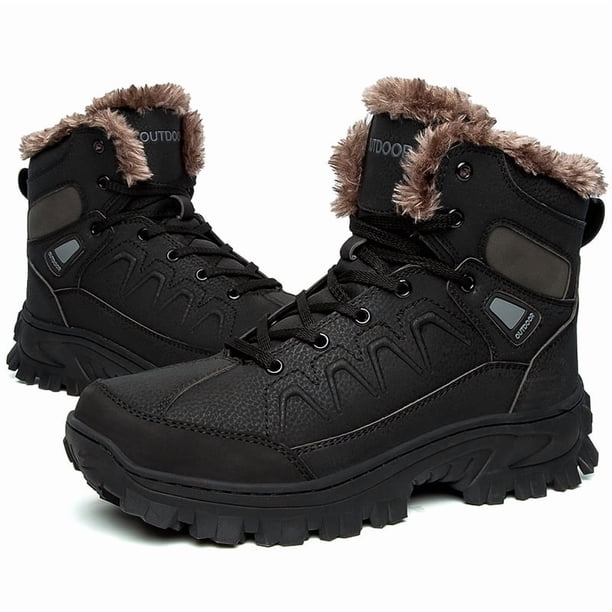 Botas de invierno para hombre, botas de nieve de piel súper cálidas para hombre, botas de senderismo de goma antideslizantes para exteriores, botines impermeables para hombre.
