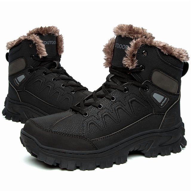 Botas de invierno para hombre, botas de nieve de piel súper cálidas para hombre, botas de senderismo de goma antideslizantes para exteriores, botines impermeables para hombre.