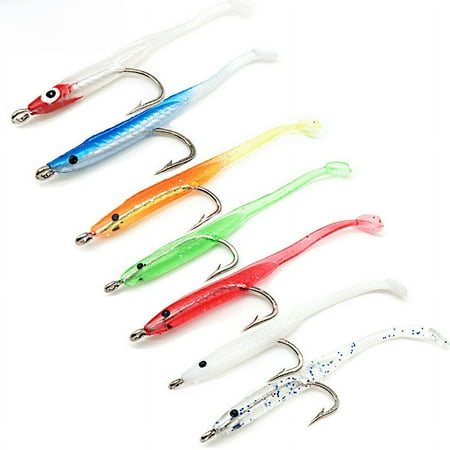Sea fishing bait with hook Eel 7cm/1G T tail soft bait bionic Soft Bait