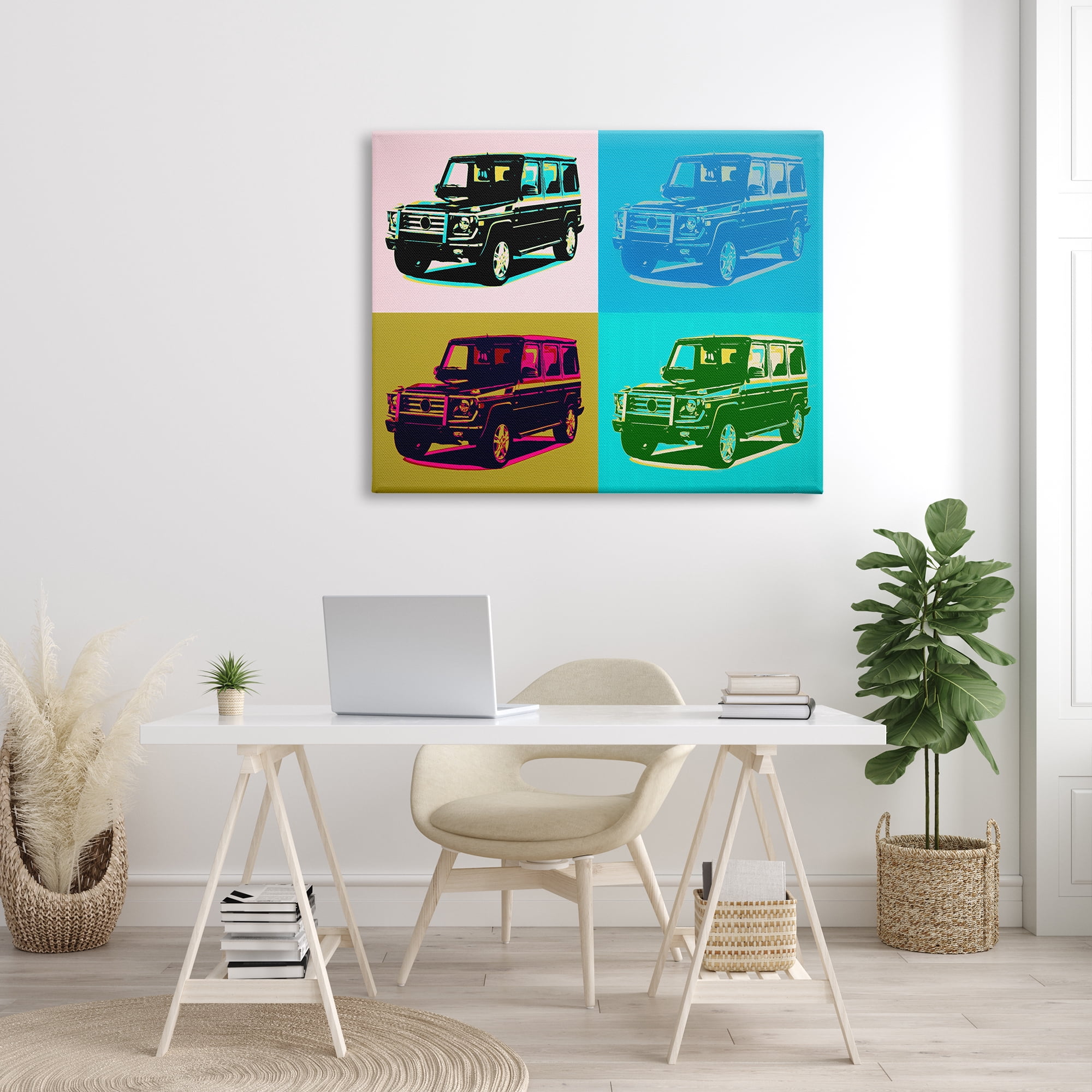 Stupell Industries Retro Pop Vintage Utility Safari Truck Blue Pink, 48 x 36, Design by Daniel Sproul
