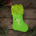 thumbnail image 3 of Xiao Hua media navideña con monograma y letra (I), 18,5 pulgadas, grande, tejida, verde, peluda, con letras navideñas, soporte personalizado para Navidad, I, 3 of 4