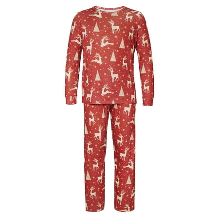 

Pajamas for Women KKCXFJX Parent-child Warm Christmas Set Printed Home Wear Pajamas Two-piece Dad Set