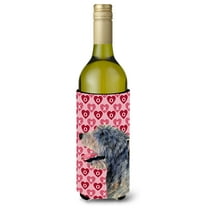 Irish Wolfhound Hearts Love and Valentines Day Portrait Wine Bottle Hugger