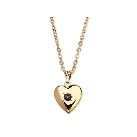 Birthstone Heart Locket Necklace in Yellow Gold Tone