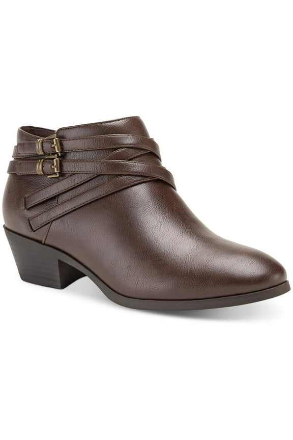 Womens Willow Faux Leather Block Heel Ankle Boots
