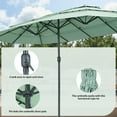 thumbnail image 2 of Ainfox 15ft Large Patio Umbrella, 3-Tiers Outdoor Double-Sided Rectangle Market Heavy Duty Umbrellas, Light Green, 2 of 11