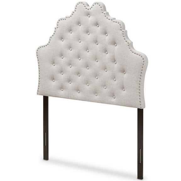 Bowery Hill Modern Tufted Twin Panel Headboard in Grayish Beige