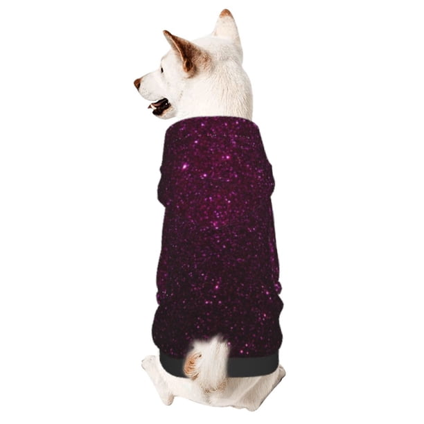 Fotbe Dark Purple Glitter Sudadera con Estampado para Perros Pequeños – Suéter con Capucha para Mascotas, Tela Suave de Forro Polar con Bolsillo-XX-Large