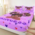 thumbnail image 4 of Castle Fairy Black Cute Princess Queen Sheets 4 Pieces,Sparkle Bow Print Queen Sheet Sets,Purple,1 Fitted Sheet, 1 Flat Sheet and 2 Pillowcases, 4 of 6