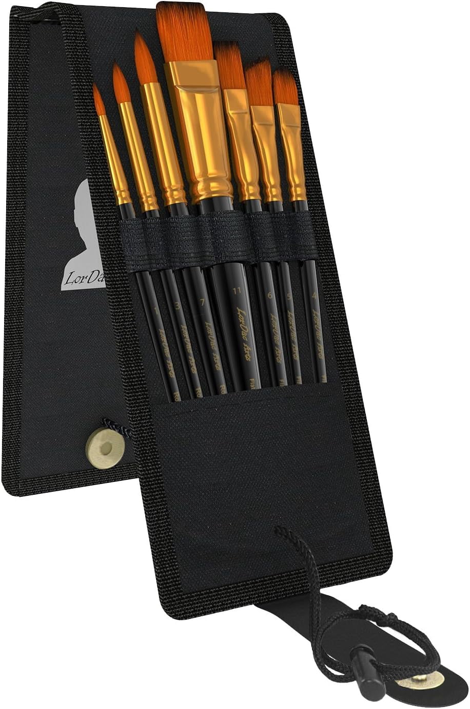 JJEAN-Paint Brush Set, 7 Artist Brushes for Painting with Acrylic, Gouache, Oil and Watercolor. Professional Art Quality on Canvas, Wood, Face and Models. Includes Carrying Case Travel Kit