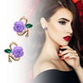 thumbnail image 3 of KDSJSXW Studs Earrings for Women Fresh Flower Decorative Earrings Korean Style Earrings Popular Jewelry Fashion Stud Earrings Bridal Earrings Freshwater Pearl Earrings Pearl Earrings(Purple,One Size), 3 of 6
