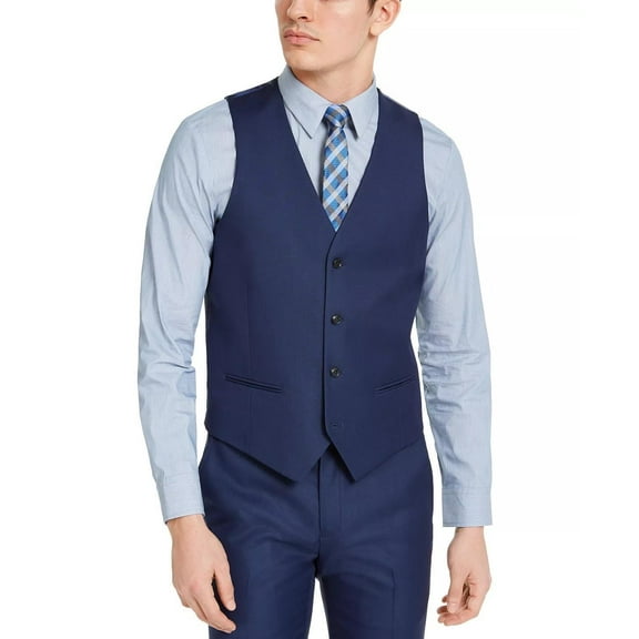 Alfani Men's Slim Fit Stretch Solid Suit Vest Blue Size Medium