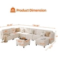 thumbnail image 2 of 9-Seat L-Shaped Sectional Sofa, Modular Design with Removable Storage Ottoman, Convertible Sleeper Couch for Living Room, Bedroom and Apartments, Beige Color, 2 of 8