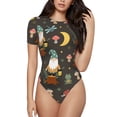 thumbnail image 2 of Goofa Gnome Insect Frog Printed Women Rash Guard Short Sleeve,Tummy control Swimsuit Surfing Swimsuit Bathing Suit One Piece Swimsuit UPF 50-Small, 2 of 9