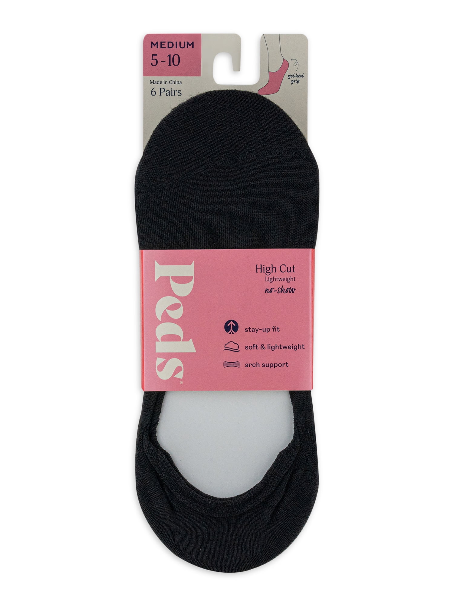 PEDS Women's High Cut Lightweight Liner Socks, 6 Pairs