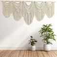 thumbnail image 5 of Extral Large macrame wall hanging, 71'' W x 32'' L boho wall art tapestry wall decor for urban entryway headboard woven wall art, big fiber art over couch art for Yarn hallway (Beige-C), 5 of 9