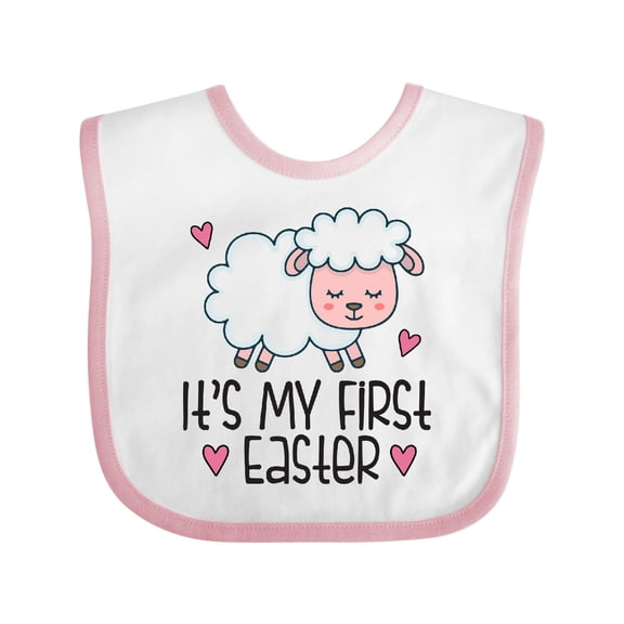 Inktastic Its My First Easter Baby Lamb Girls Baby Bib