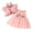 Pink, variant on IWEMEK Girl Dresses 3 Pieces Summer Dressy Outfits White Mesh Dress for Wedding Flower Girls with Flutter Sleeve Jacket