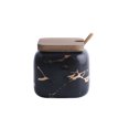 thumbnail image 1 of Cateissary Juego de tarros de especias de cerámica nórdica para condimentos, caja de almacenamiento de cocina para pimienta, tapa de Cocina y Comedor Negro/ sencillo, 1 of 6