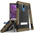 thumbnail image 1 of Brown Tri-Shield Rugged Case Cover [with Metal Kickstand + Wrist Strap Lanyard] for LG Stylo 5, Stylus-5, 1 of 9
