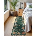 thumbnail image 3 of Moynesa 2'x5' Floral Runners for Hallways, 2x5ft Kitchen Runner Rug Ultra-Thin Soft Rug, Non-Slip Washable Rug Runner Stain Resistant Boho Rug Low-Pile Carpet Runner for Bathroom Bedroom,Dark Green, 3 of 7