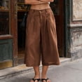 thumbnail image 2 of ROHUUQUE Women's Capri Wide Leg Pants High Waist Casual Solid Bottoms with Pockets Beach Summer 7/8 Length, 2 of 9