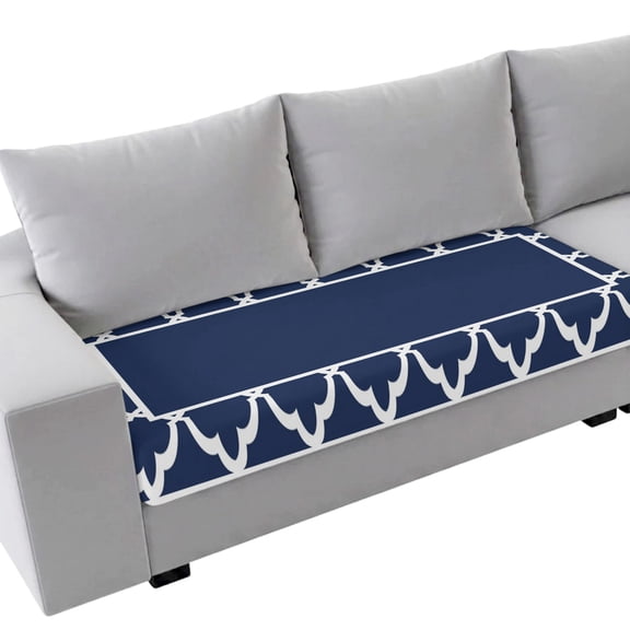 Couch Cushion Covers Navy Blue Floral Frame Sofa Cushion Cover Stretch Seat Covers Bohemian Border Lines Sofa Slipcovers Soft Furniture Protector for Sectional Sofas Living Room Medium-1 Piece