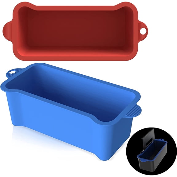 2 Pack Silicone Grease Cup Liners, Reusable Drip Pan Liners, Grill Griddle Rear Grease Cup Grease Catcher Liner, Tray Liner for Grill - Blue&Red, 8” X 3” X 3.7”,Topboutique