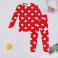 thumbnail image 2 of AQUARIVE Ensembles d'Été Confortables pour Enfants Garçons et Filles, Manches Longues, Imprimé Feuille d'Érable, Col Rond, Rouge 4-5 T, 2 of 4