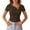 Brown, variant on Ymauqau Tops for Women Trendy Short Sleeve Asymmetrical Neck Cut out Slim T-Shirts Tight Tee Blouses Going out Tops