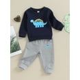 thumbnail image 3 of Bslissey Toddler Baby Boys Pants Sets Long Sleeve Cartoon Dinosaur Print Sweatshirt + Sweatpants 2Pcs Tracksuit Outfits Infant Casual Daily Clothes 0-3 Years, 3 of 9