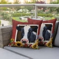 thumbnail image 4 of Cow Sunflowers Pillow Covers 2 Pack Blue Yellow Flower Bee Farms Animal Oil Painting Pillowcase Waterproof Outdoor Throw Pillow Cover for Patio Garden Square Cushion 18”x18”, 4 of 9