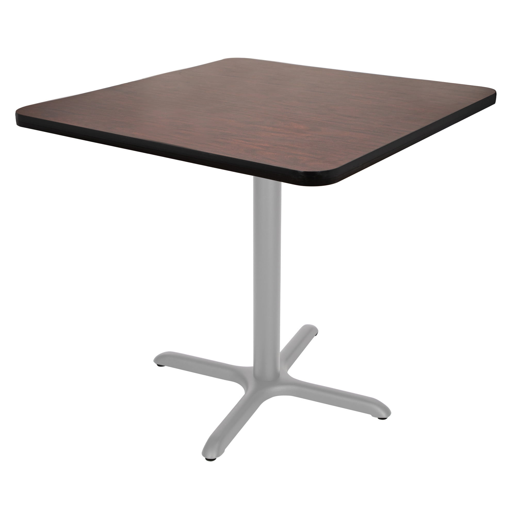 Hampden Furnishings Bennet Collection Steel Frame 36" Square Top, X Base, 30" Height, Cafe Table Grey Frame/Mahogany Top