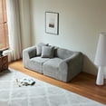 thumbnail image 3 of SOULART 76.38" Loveseat, Gray Sectional Sofa with Pillows, Modern Velvet Fabric Space-Saving Design for Small Spaces, 3 of 11