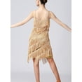 thumbnail image 5 of Doomiva Women's Sequins Tassel Dance 1920s Flapper Cocktail Party Dress Latin Ballroom Dance Dress Gold L, 5 of 7